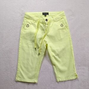 Twin-Set Girl's Cotton Bright Neon Yellow/Lime Green Cropped Capris Size 8